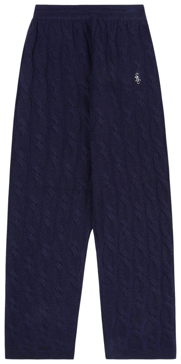 Sporty  Rich SRC Cable knit Cashmere Trousers Navy