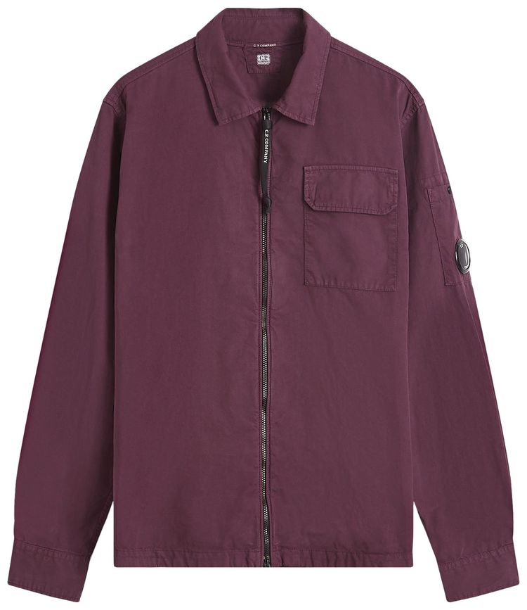CP Company Organic Gabardine Zipped Overshirt Potent Purple