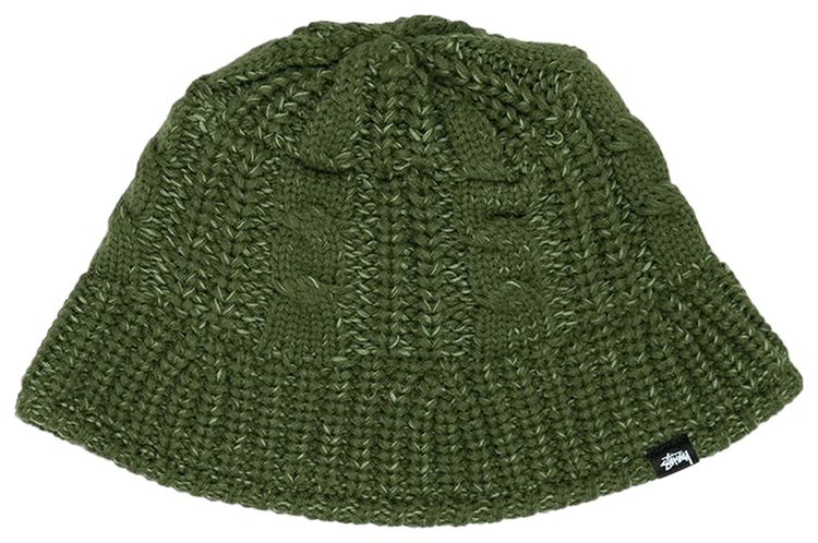 Stussy Cable Knit Bucket Hat Olive