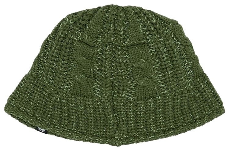 Stussy Cable Knit Bucket Hat Olive