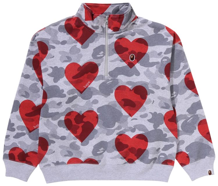 BAPE I Love Bape Half Zip Sweatshirt Grey