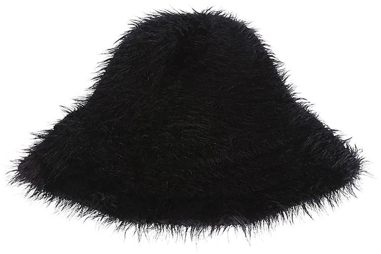 Marine Serre Wild Puffy Knit Bucket Hat Black