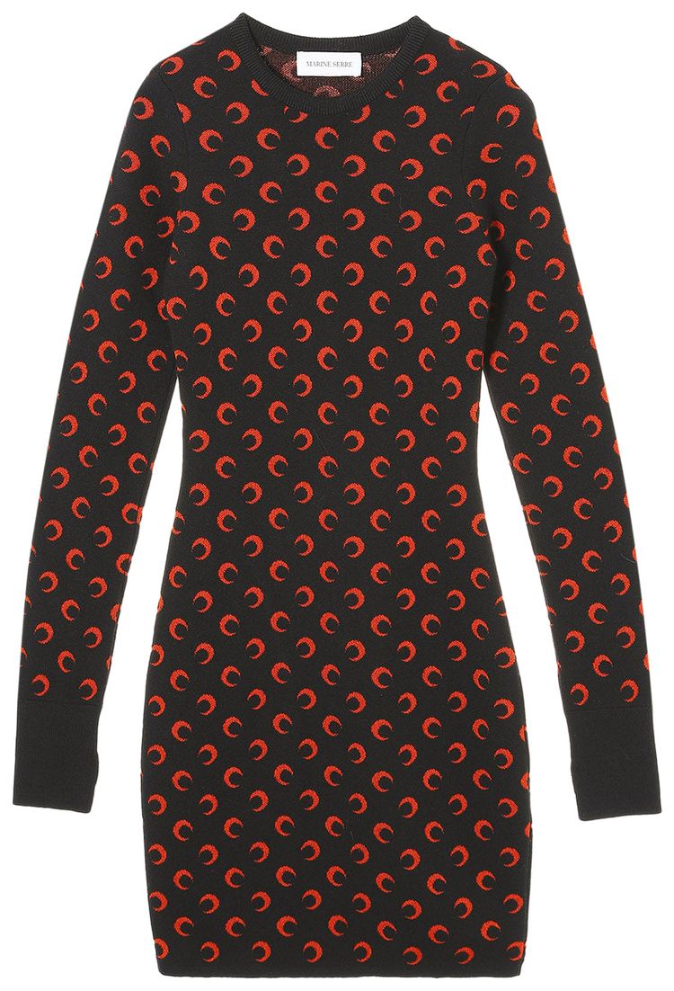 Marine Serre Moon Jacquard Knit Mini Dress Black