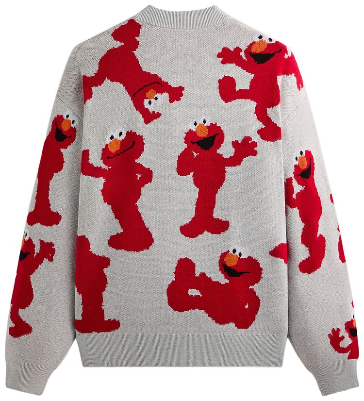 Kith x Sesame Street Elmo Intarsia Crewneck Sweater Light Heather Grey