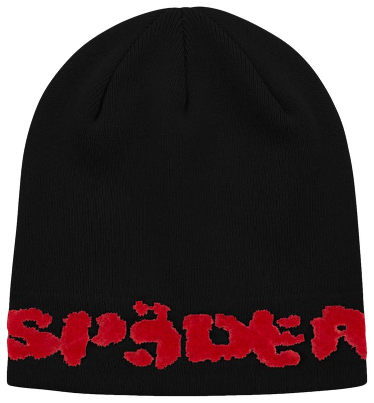 Sp5der Fuzzy Logo Mohair Beanie Black