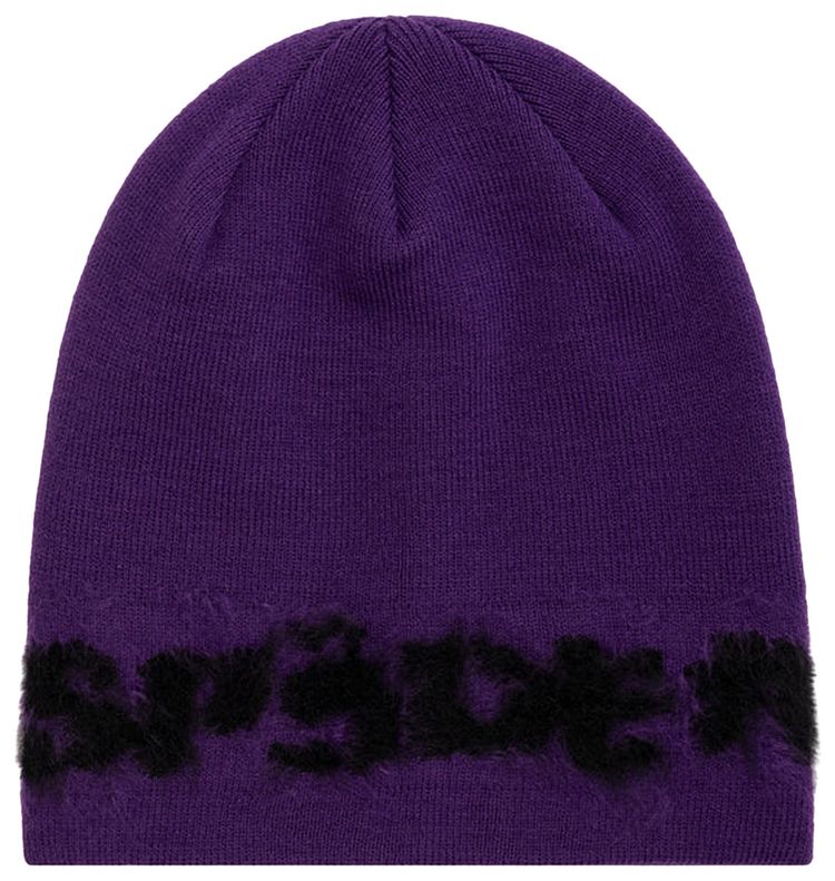 Sp5der Fuzzy Logo Mohair Beanie Purple