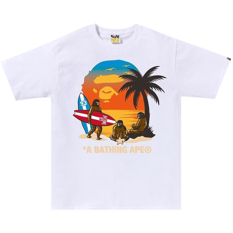 BAPE Sunset Beach Ape Head Tee White