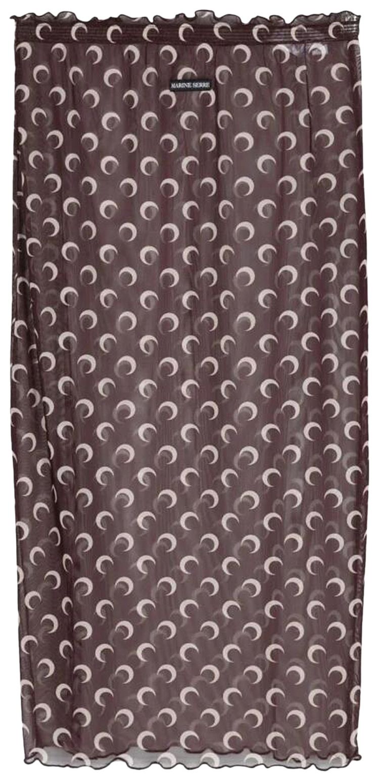 Marine Serre Recycled Moon Mesh Midi Skirt Brown