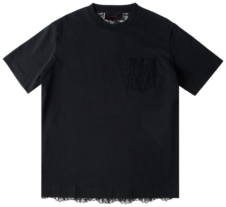 Simone Rocha Sheer Lace Panel T Shirt Black