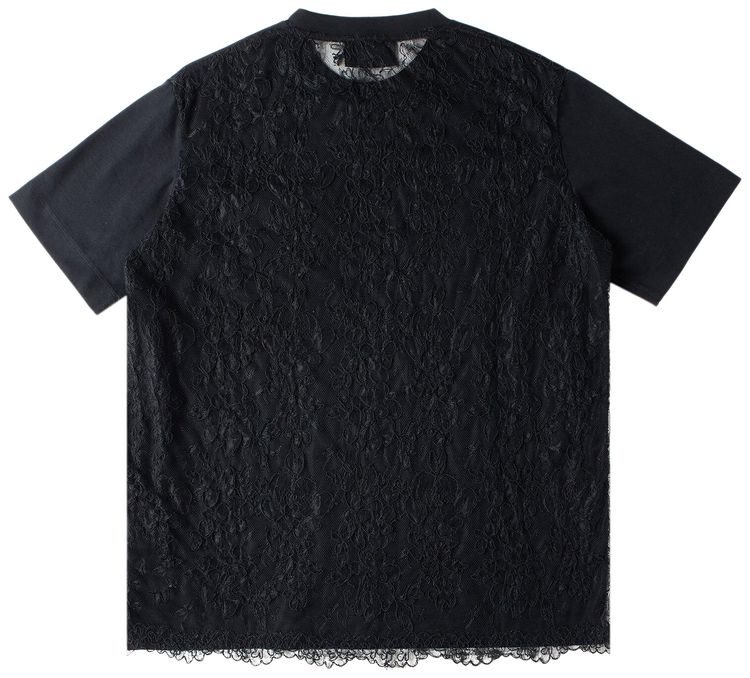 Simone Rocha Sheer Lace Panel T Shirt Black