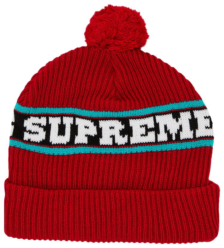 Supreme Big Stripe Beanie Red
