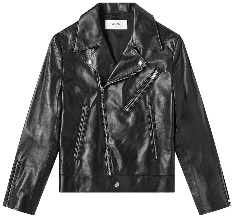 CELINE Leather Biker Jacket Black