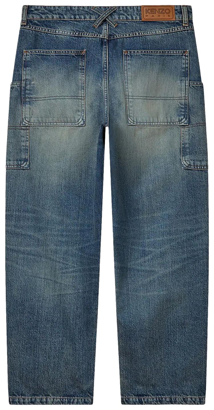 Kenzo Cargo Monkey Fit Jeans Ten Wash Denim
