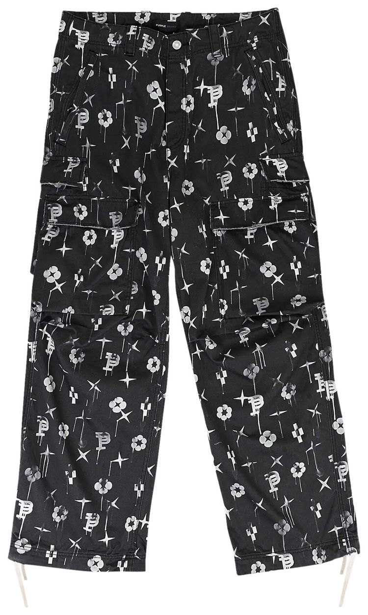 PURPLE BRAND Double Pocket Cargo Pants Black