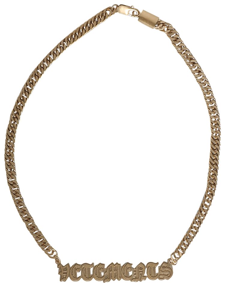 Vetements Gothic Logo Necklace Gold