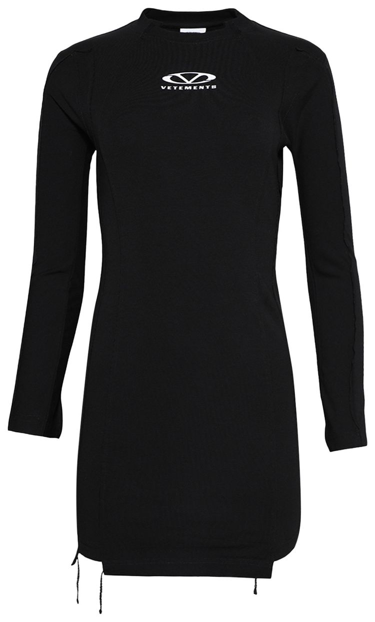 Vetements Oval Logo Cut Up Mini Dress BlackWhite