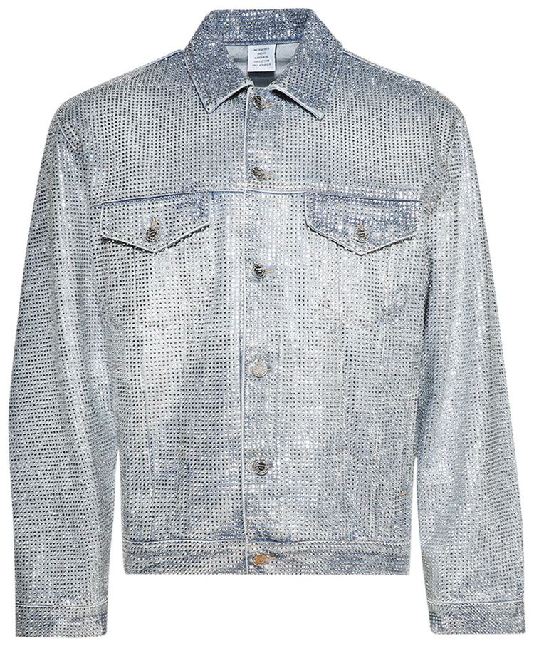 Vetements Iced Out Denim Jacket Light BlueCrystal