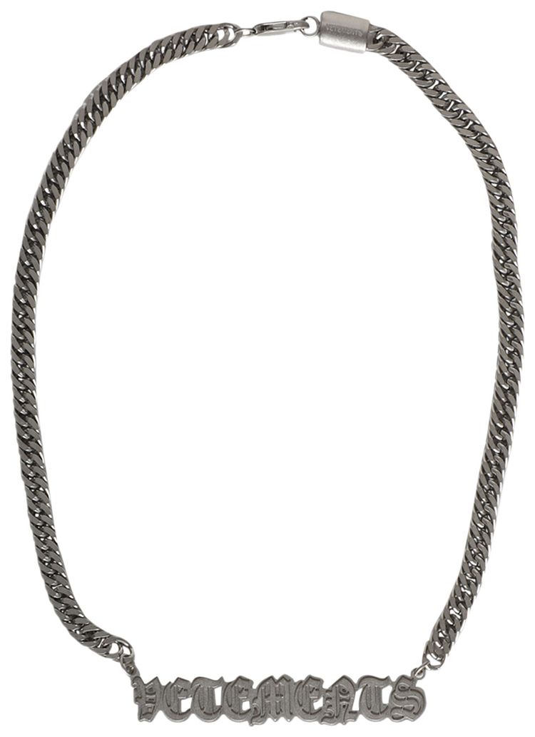 Vetements Gothic Logo Necklace Silver