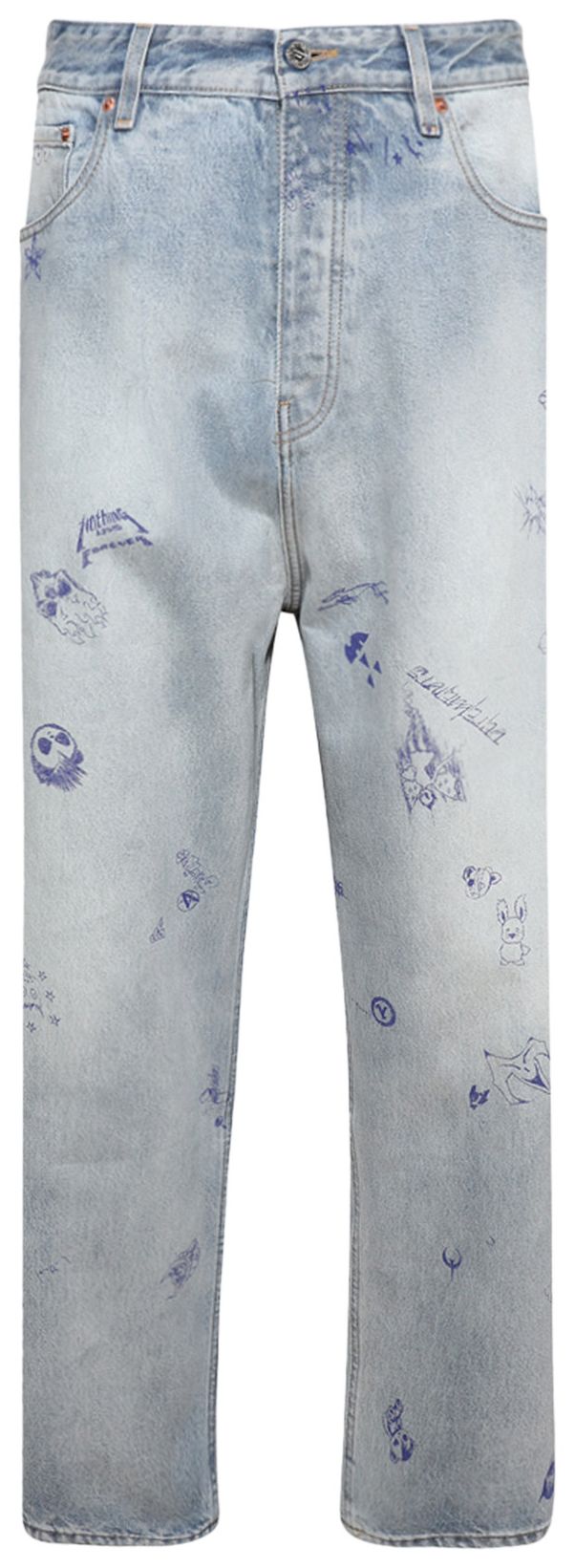 Vetements Scribbled Baggy Jeans Light Blue