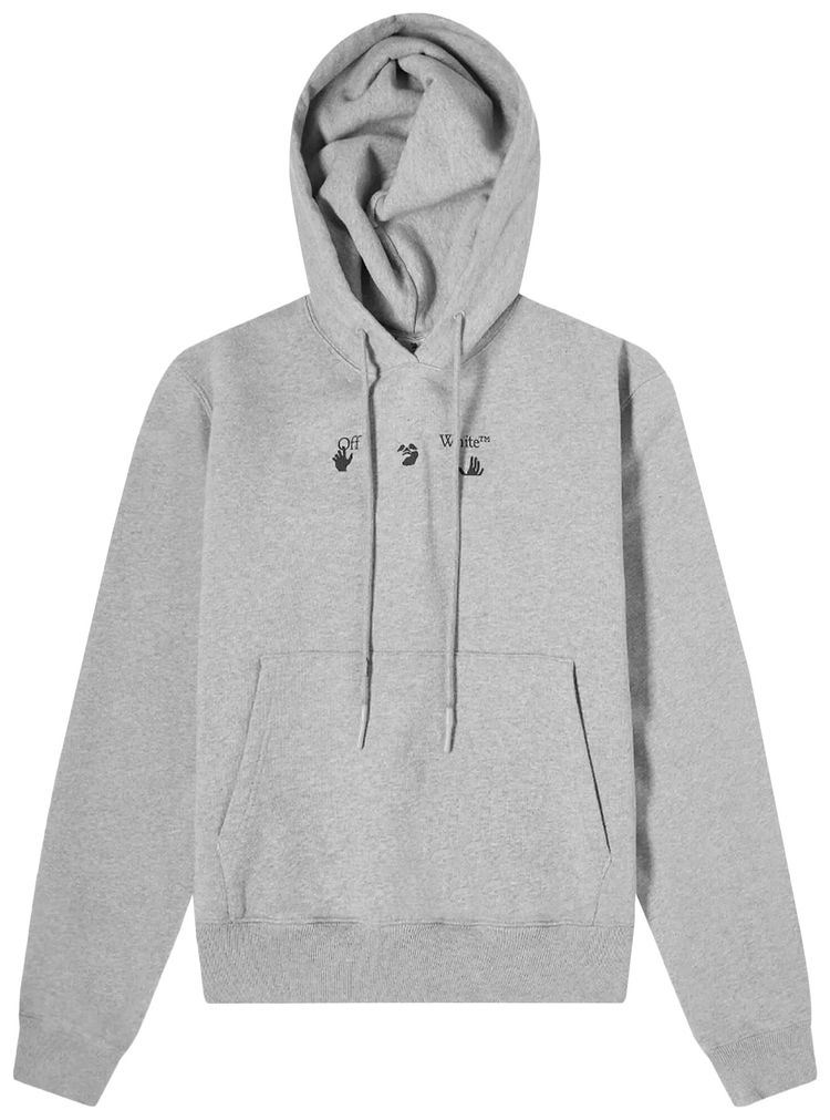 Off White Black Marker Slim Hoodie Melange Grey