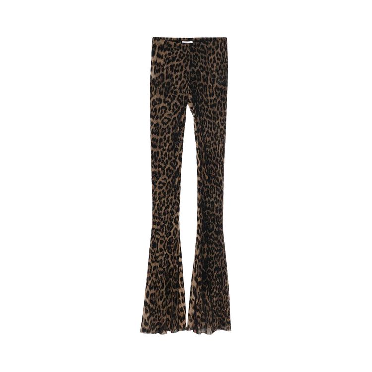 Jean Paul Gaultier Leopard Print Mesh Flare Trousers BeigeBrownDark BrownBlack