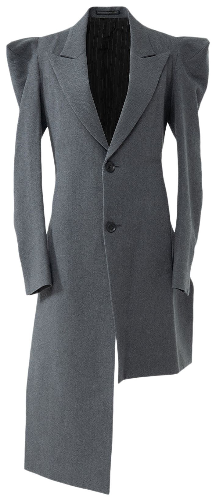Yohji Yamamoto Sleeve Gusset Unbalanced Long Jacket Grey