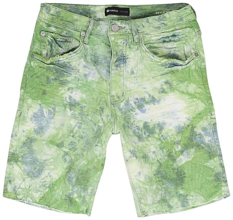 PURPLE BRAND Bleached Tie Dye Jacquard Monogram Shorts Green