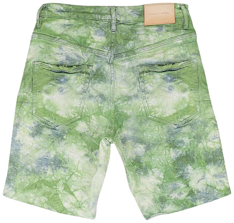 PURPLE BRAND Bleached Tie Dye Jacquard Monogram Shorts Green