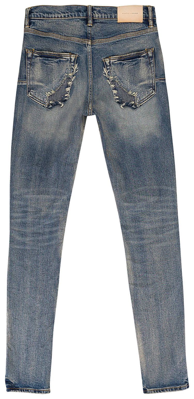 PURPLE BRAND Mid Dirty Vintage Repair With Marbled Bleach Skinny Jeans Indigo
