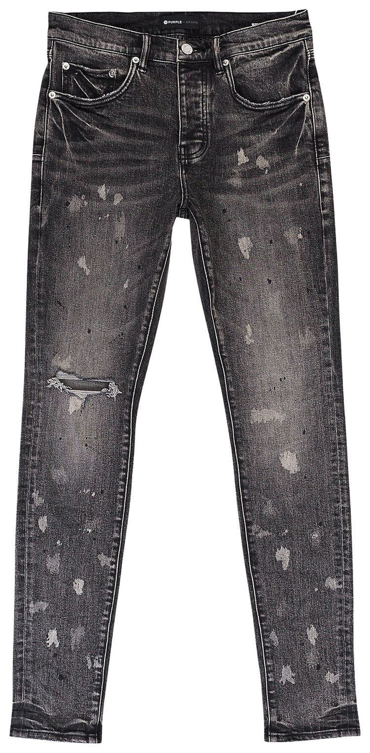 PURPLE BRAND Vintage Acid Bleach Skinny Jeans Black