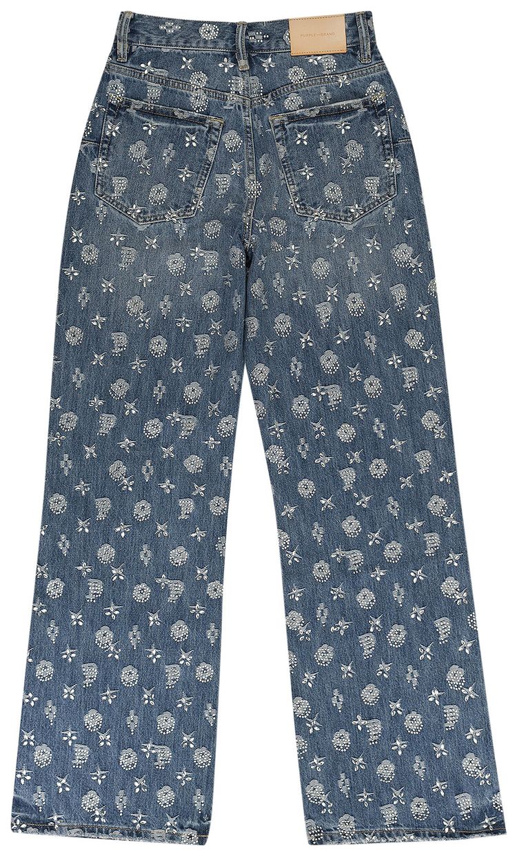 PURPLE BRAND Wide Leg Bootcut Jeans Mid Indigo