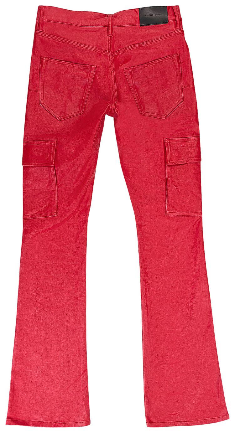 PURPLE BRAND Patent Film Cargo Flare Skinny Jeans Red