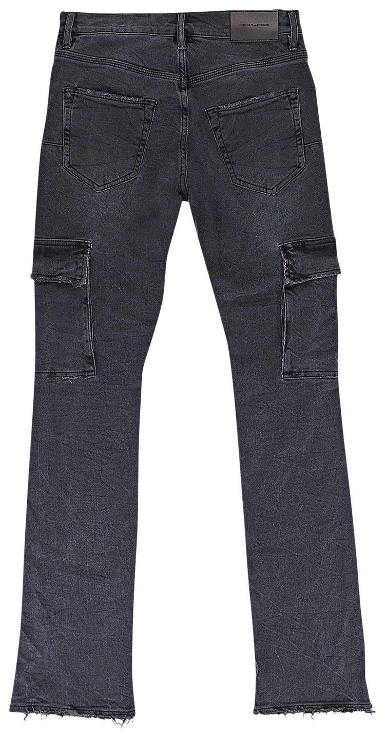 PURPLE BRAND Washed Cargo Flare Skinny Jeans Black