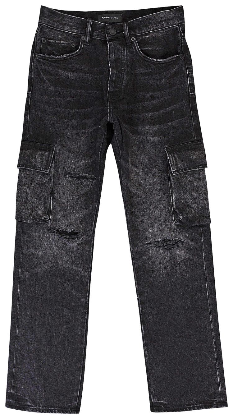 PURPLE BRAND Relaxed Cargo Skinny Jeans Black