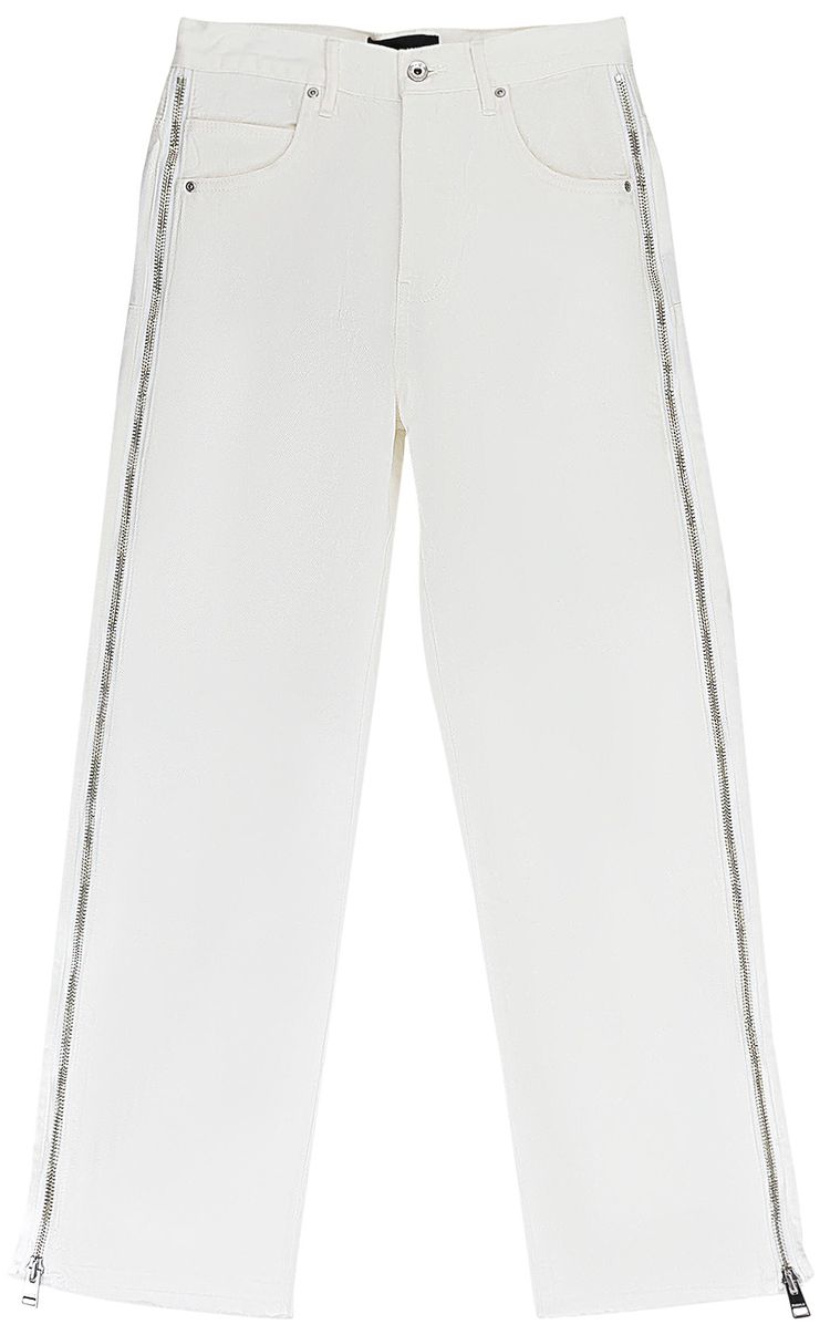 PURPLE BRAND Full Side Zip Skinny Jeans White
