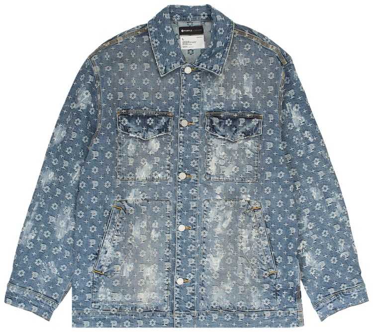 PURPLE BRAND Jacquard Monogram Denim Jackets Indigo