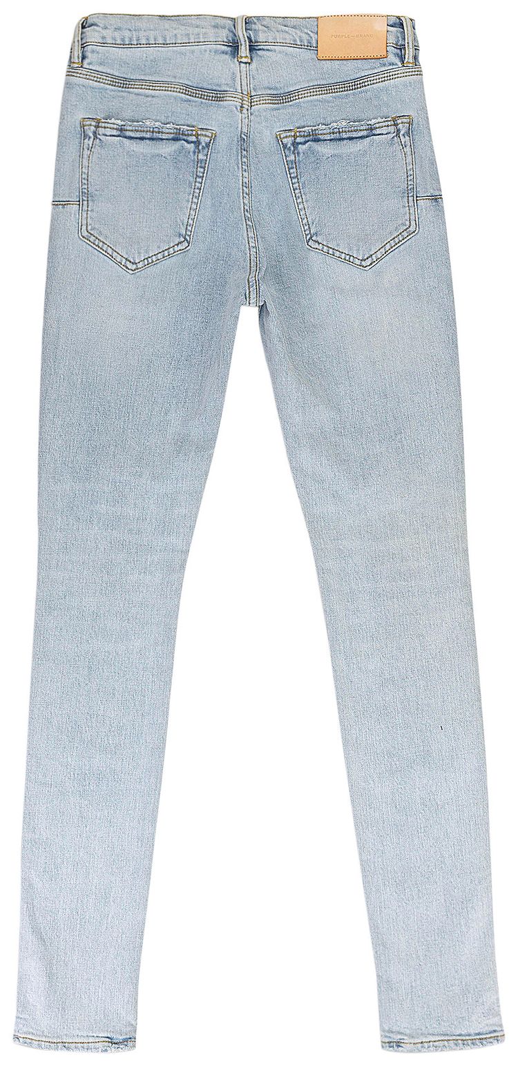 PURPLE BRAND Flocked Painted Wordmark Skinny Jeans Indigo