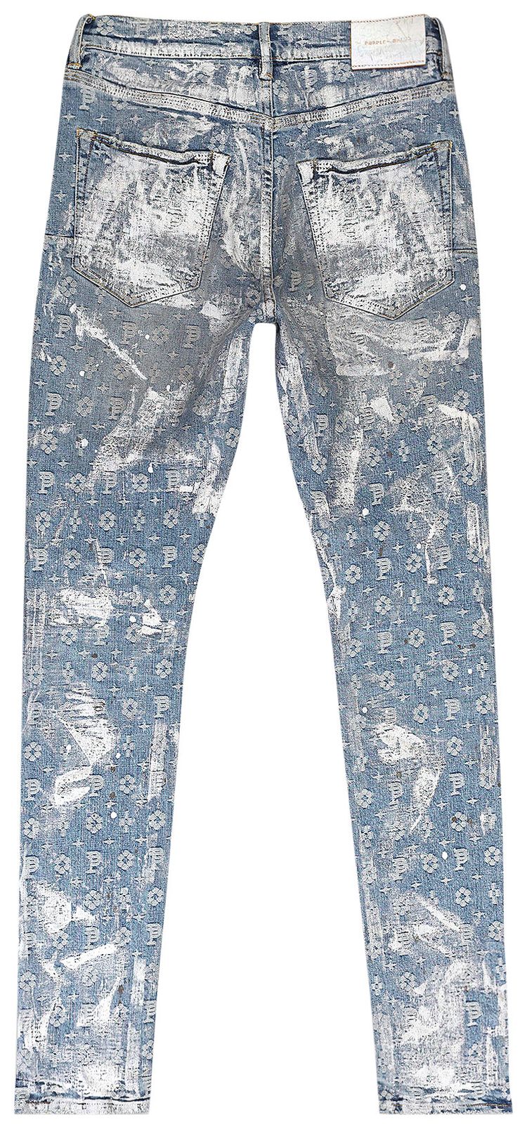 PURPLE BRAND Jacquard Monogram Skinny Jeans Holographic Indigo