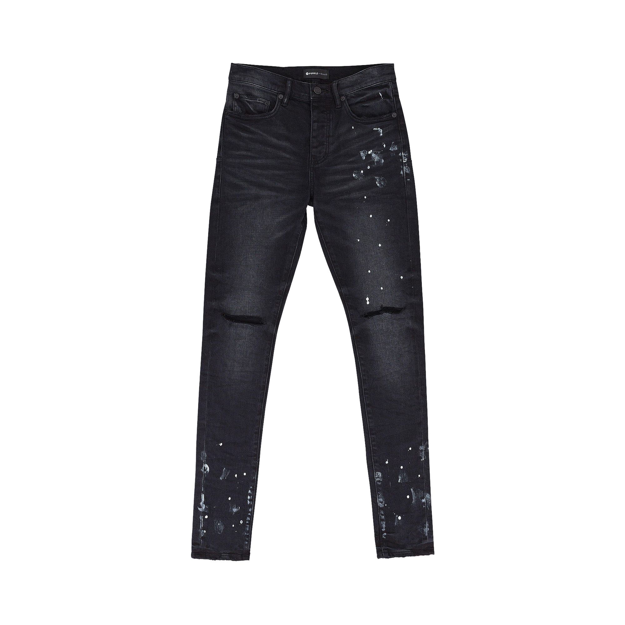 Buy PURPLE BRAND Resin Knee Slit Skinny Jeans 'Black' - P001 Buy PURPLE BRAND Resin Knee Slit Skinny Jeans 'Black' - P001