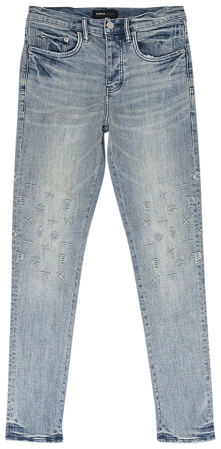 PURPLE BRAND Tuffetage Monogram Skinny Jeans Indigo