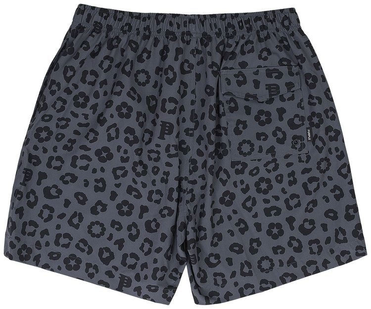 PURPLE BRAND Monogram Leopard Swim Shorts Charcoal