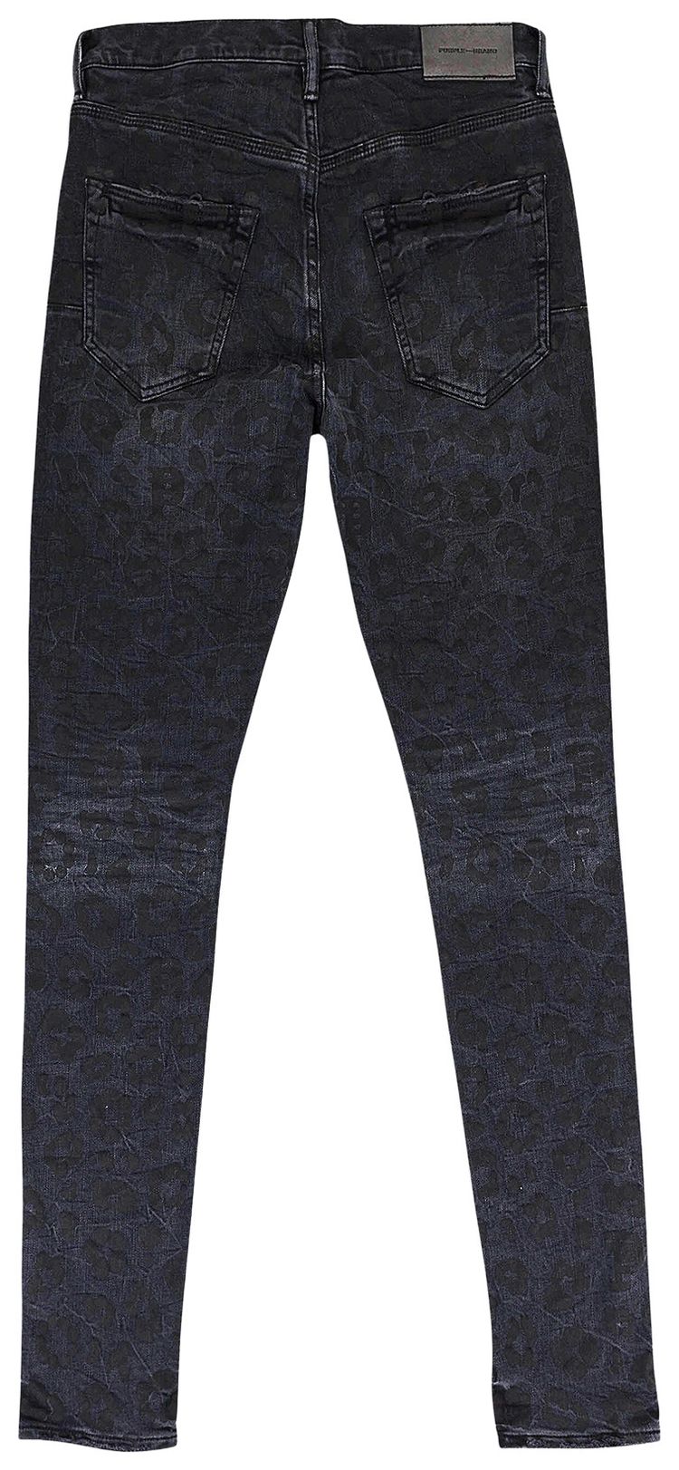 PURPLE BRAND Monogram Leopard Print Skinny Jeans Black
