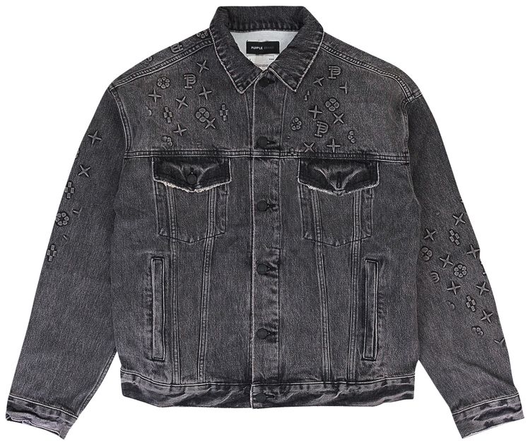 PURPLE BRAND Embossed Denim Jacket Black