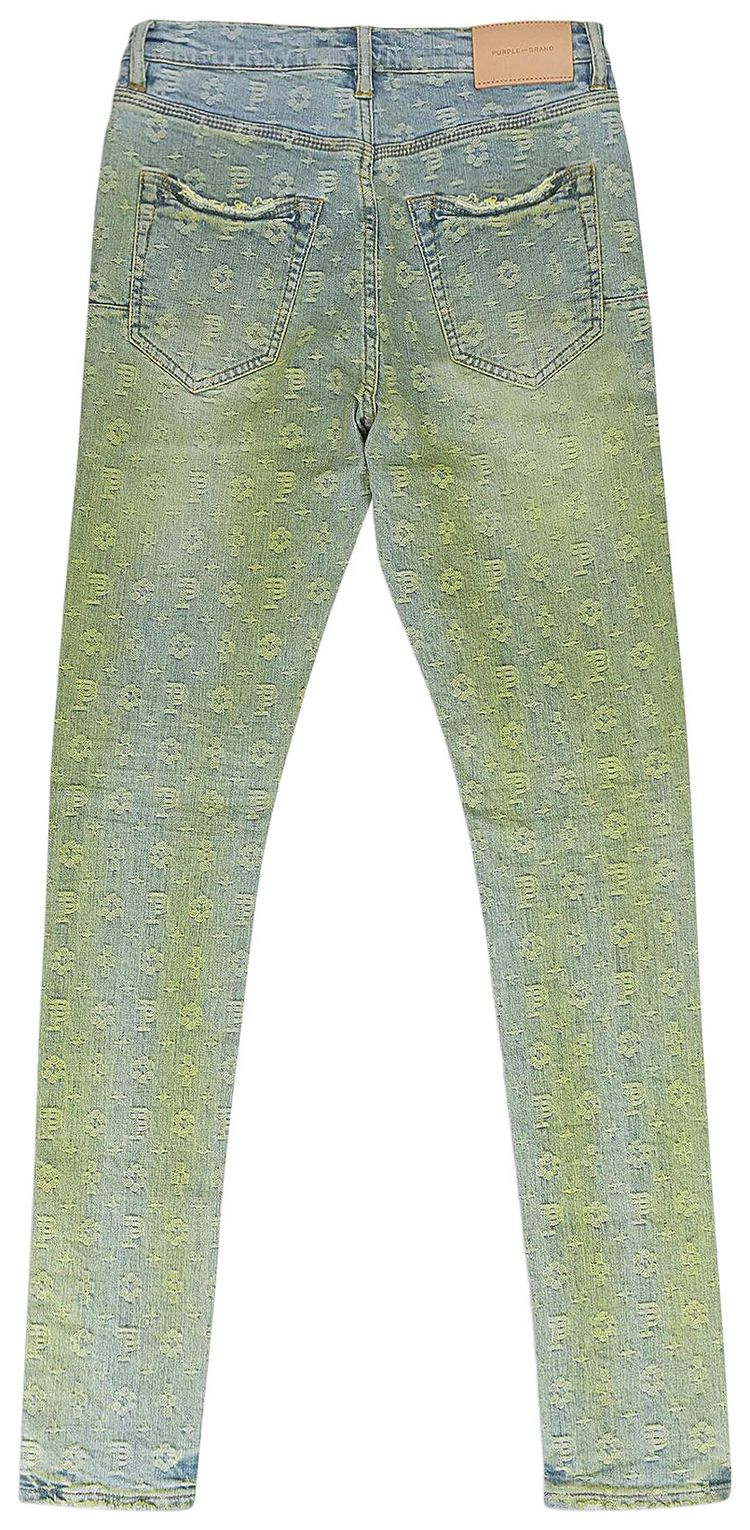 PURPLE BRAND Jacquard Monogram Skinny Jeans Indigo