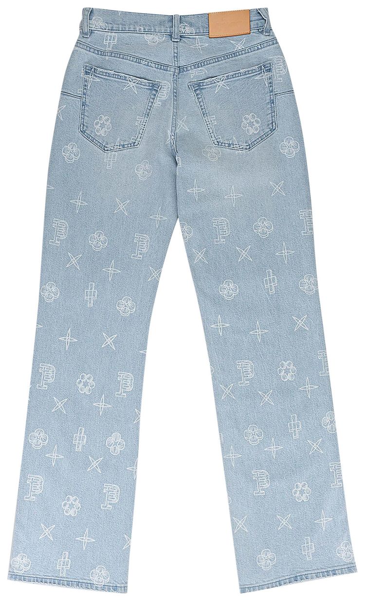 PURPLE BRAND Slim Straight Outline Monogram Skinny Jeans Light Indigo