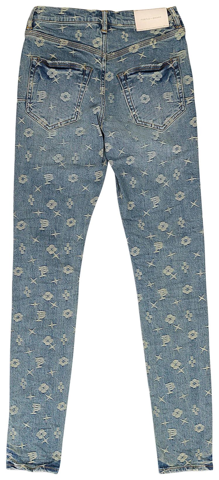 PURPLE BRAND Monogram Jacquard Skinny Jeans Mid Indigo