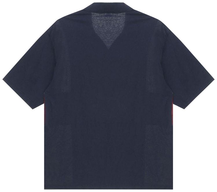 Martine Rose Oversized Panelled Polo Navy Blue