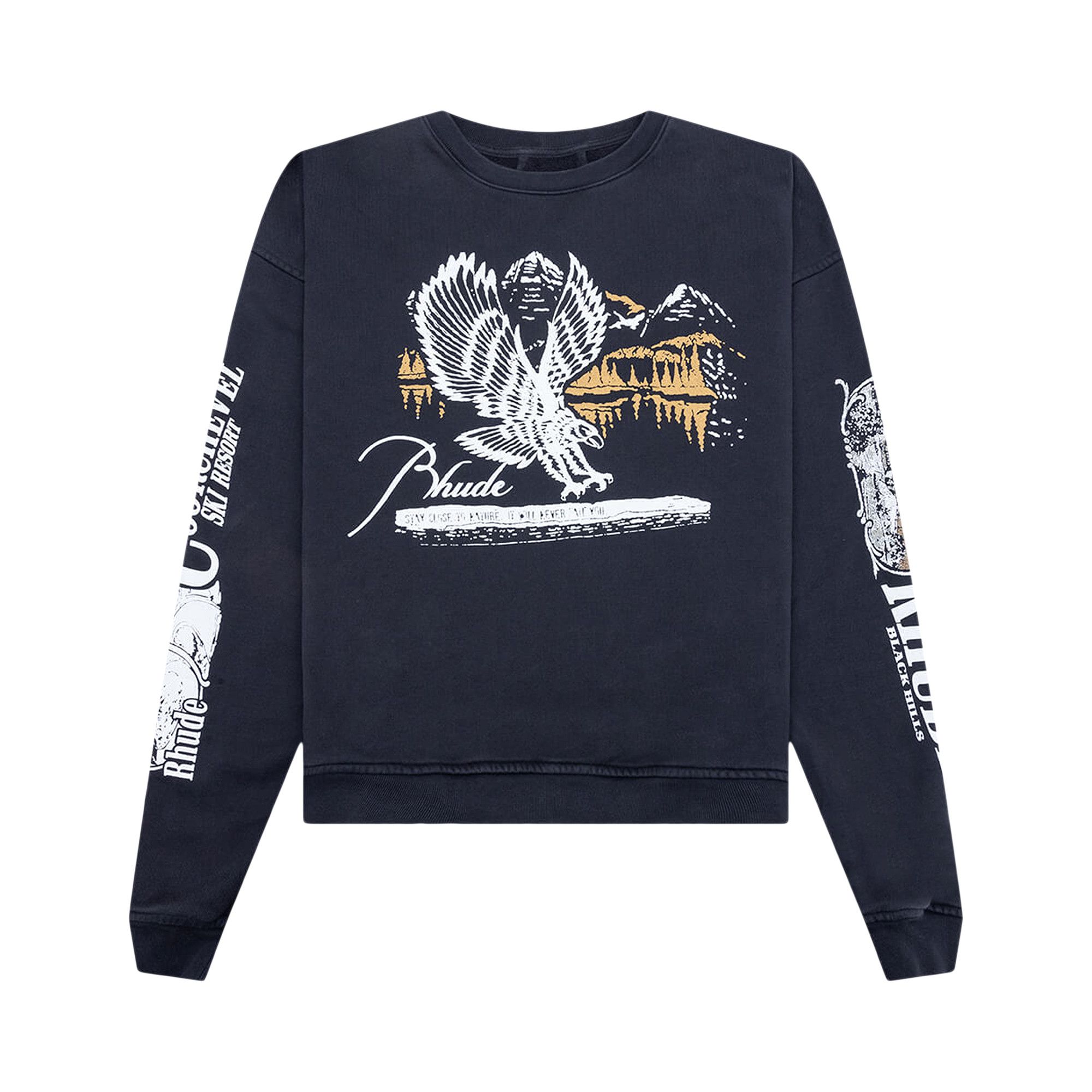 Buy Rhude Pennant Flag Crewneck 'Vintage Black