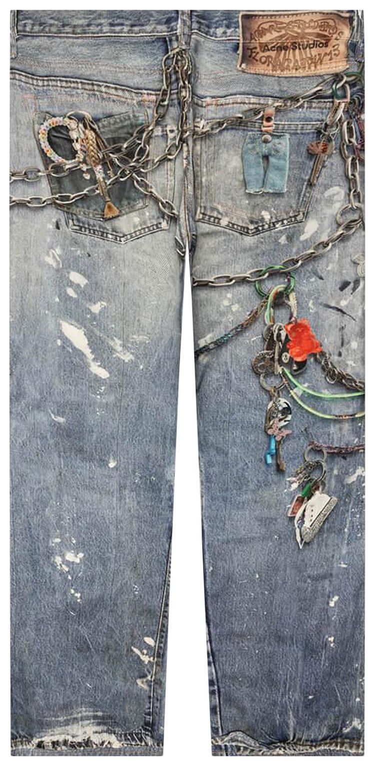 Acne Studios Denim Printed Jeans Blue