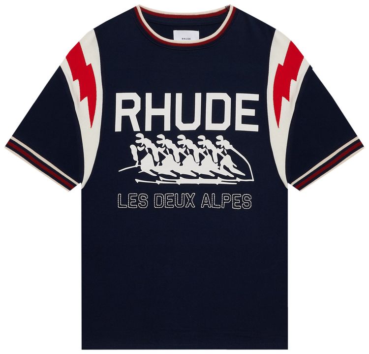 Rhude Lighting Ringer Tee NavyOff WhiteRed